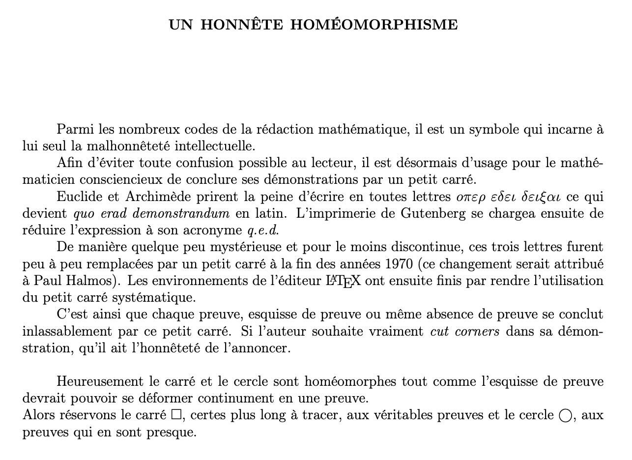 Un honnête homéomorphisme